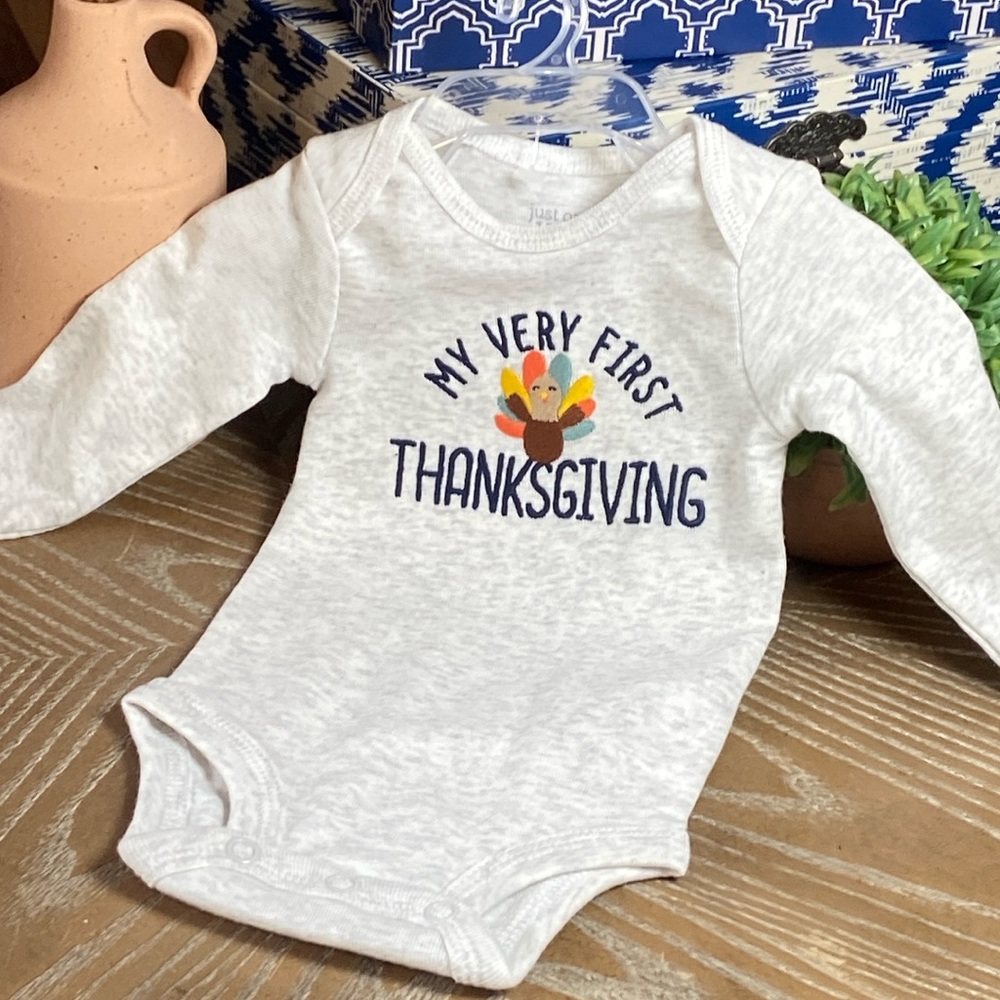 NWT! Fall Harvest My Very First Thanksgiving Turkey Onesie BodySuit Romper